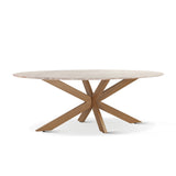 Malibu 90" Oval Dining Table in Sawar Marble with Antique Gold Base by Home Trends & Design at Eve Furniture