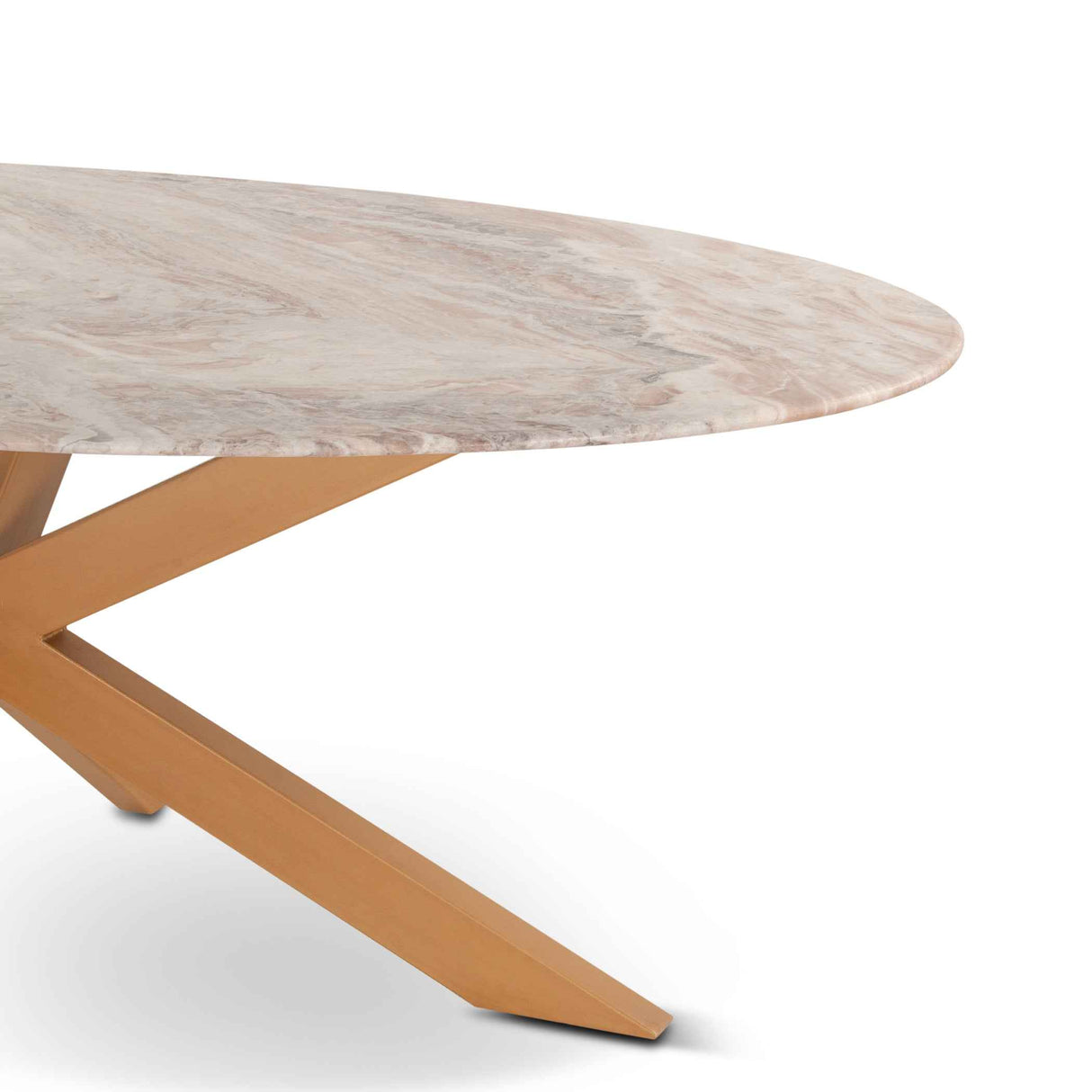 Malibu 90" Oval Dining Table in Sawar Marble with Antique Gold Base by Home Trends & Design at Eve Furniture