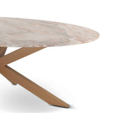Malibu 90" Oval Dining Table in Sawar Marble with Antique Gold Base by Home Trends & Design at Eve Furniture