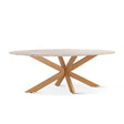 Malibu 90" Oval Dining Table in Sawar Marble with Antique Gold Base by Home Trends & Design at Eve Furniture