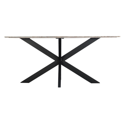 Malibu 90" Oval Dining Table in Sawar Marble with Black Base by Home Trends & Design at Eve Furniture