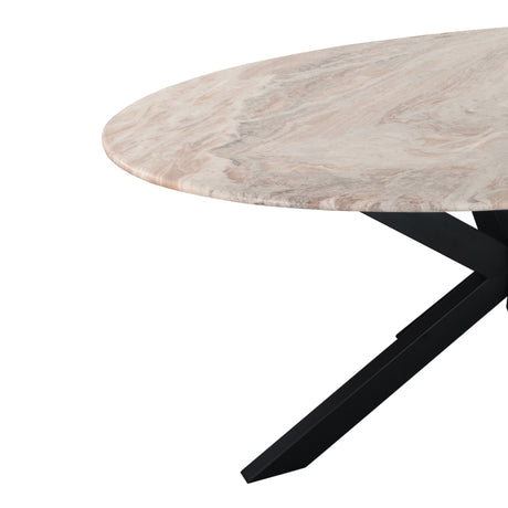 Malibu 90" Oval Dining Table in Sawar Marble with Black Base by Home Trends & Design at Eve Furniture