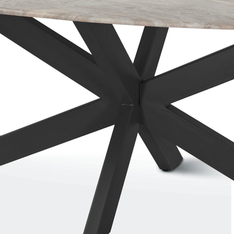 Malibu 90" Oval Dining Table in Sawar Marble with Black Base by Home Trends & Design at Eve Furniture