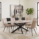 Malibu 90" Oval Dining Table in Sawar Marble with Black Base by Home Trends & Design at Eve Furniture