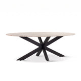 Malibu 90" Oval Dining Table in Sawar Marble with Black Base by Home Trends & Design at Eve Furniture