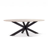 Malibu 90" Oval Dining Table in Sawar Marble with Black Base by Home Trends & Design at Eve Furniture