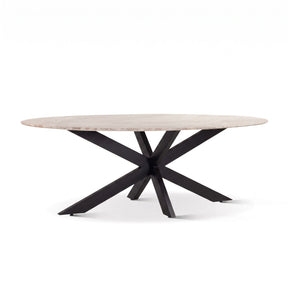 Malibu 90" Oval Dining Table in Sawar Marble with Black Base by Home Trends & Design at Eve Furniture