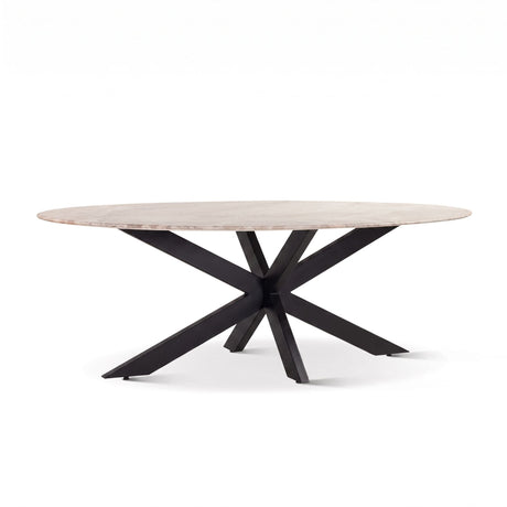 Malibu 90" Oval Dining Table in Sawar Marble with Black Base by Home Trends & Design at Eve Furniture