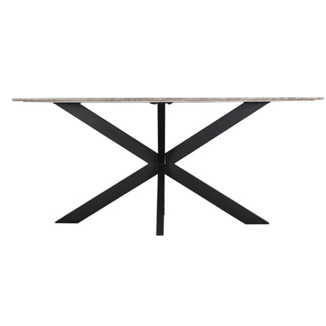 Malibu 90" Oval Dining Table in Sawar Marble with Black Base by Home Trends & Design at Eve Furniture