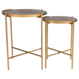 Malka 2-piece Round Nesting Table Dark Brown and Gold