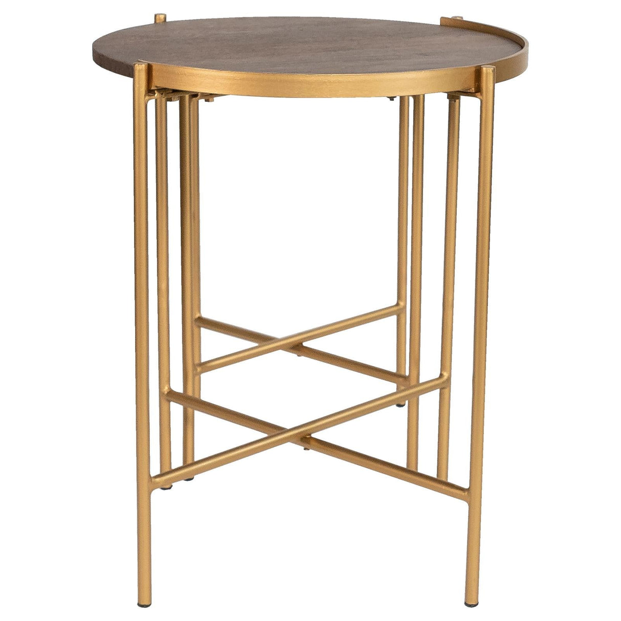 Malka 2-piece Round Nesting Table Dark Brown and Gold