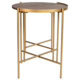 Malka 2-piece Round Nesting Table Dark Brown and Gold