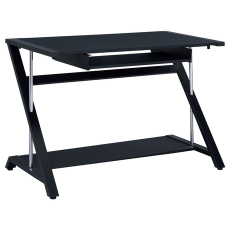 Mallet Black Computer Desk with Bottom Shelf