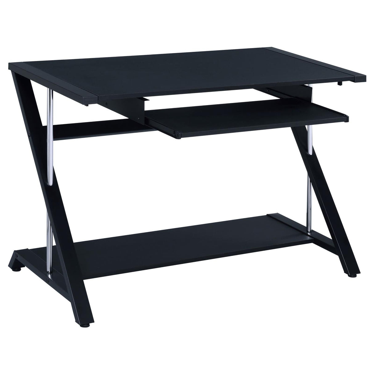 Mallet Black Computer Desk with Bottom Shelf