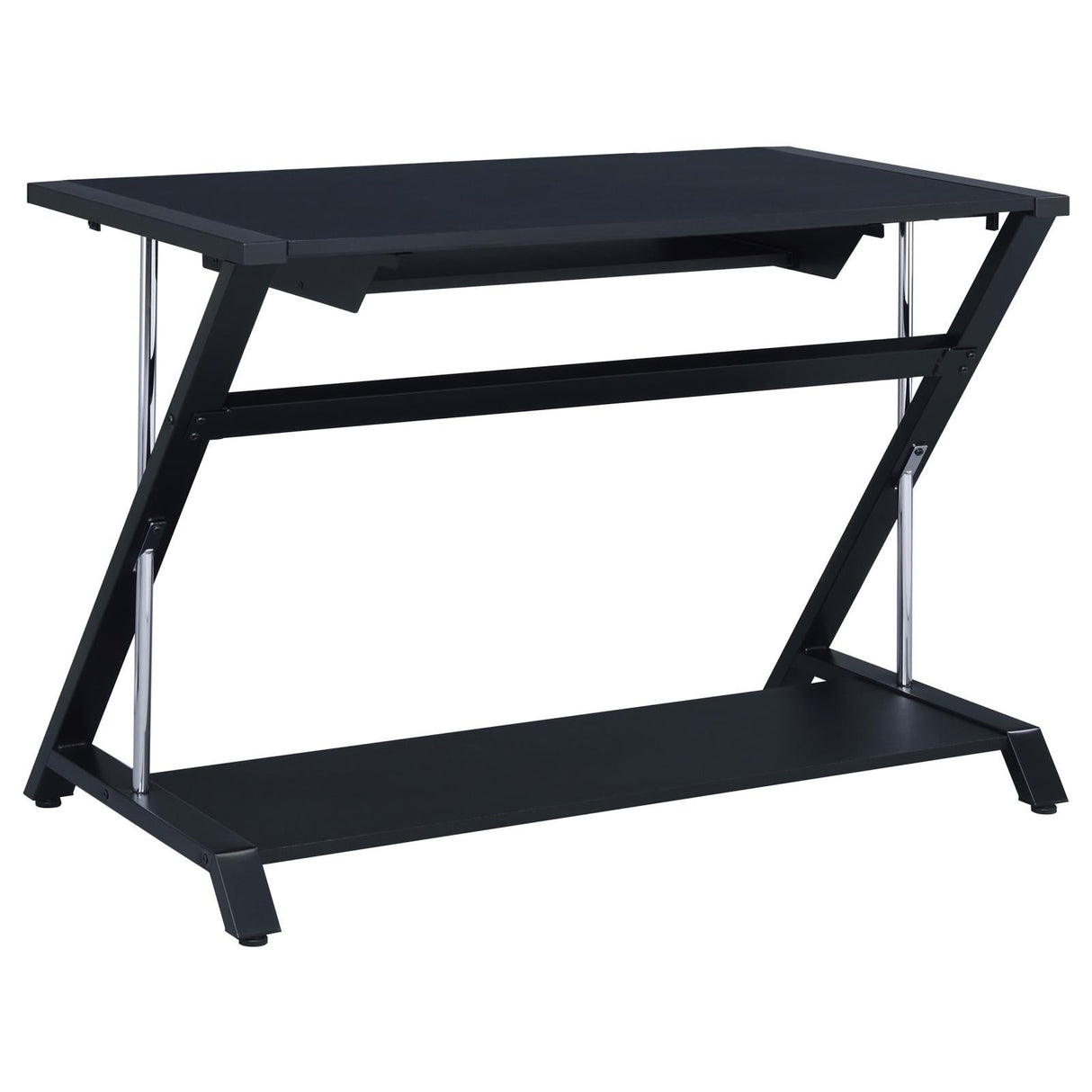 Mallet Black Computer Desk with Bottom Shelf