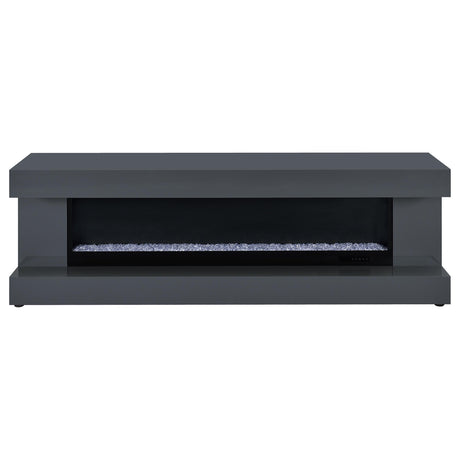 Mallory Grey High Gloss TV Stand Fireplace Console Bluetooth Speaker by Coaster at Eve Furniture