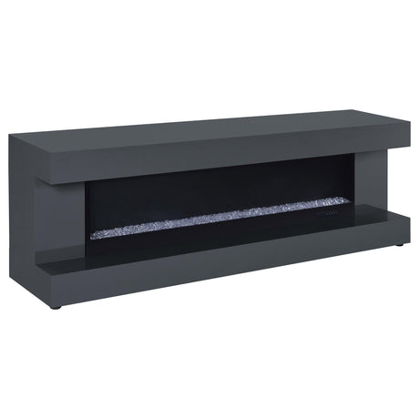 Mallory Grey High Gloss TV Stand Fireplace Console Bluetooth Speaker by Coaster at Eve Furniture