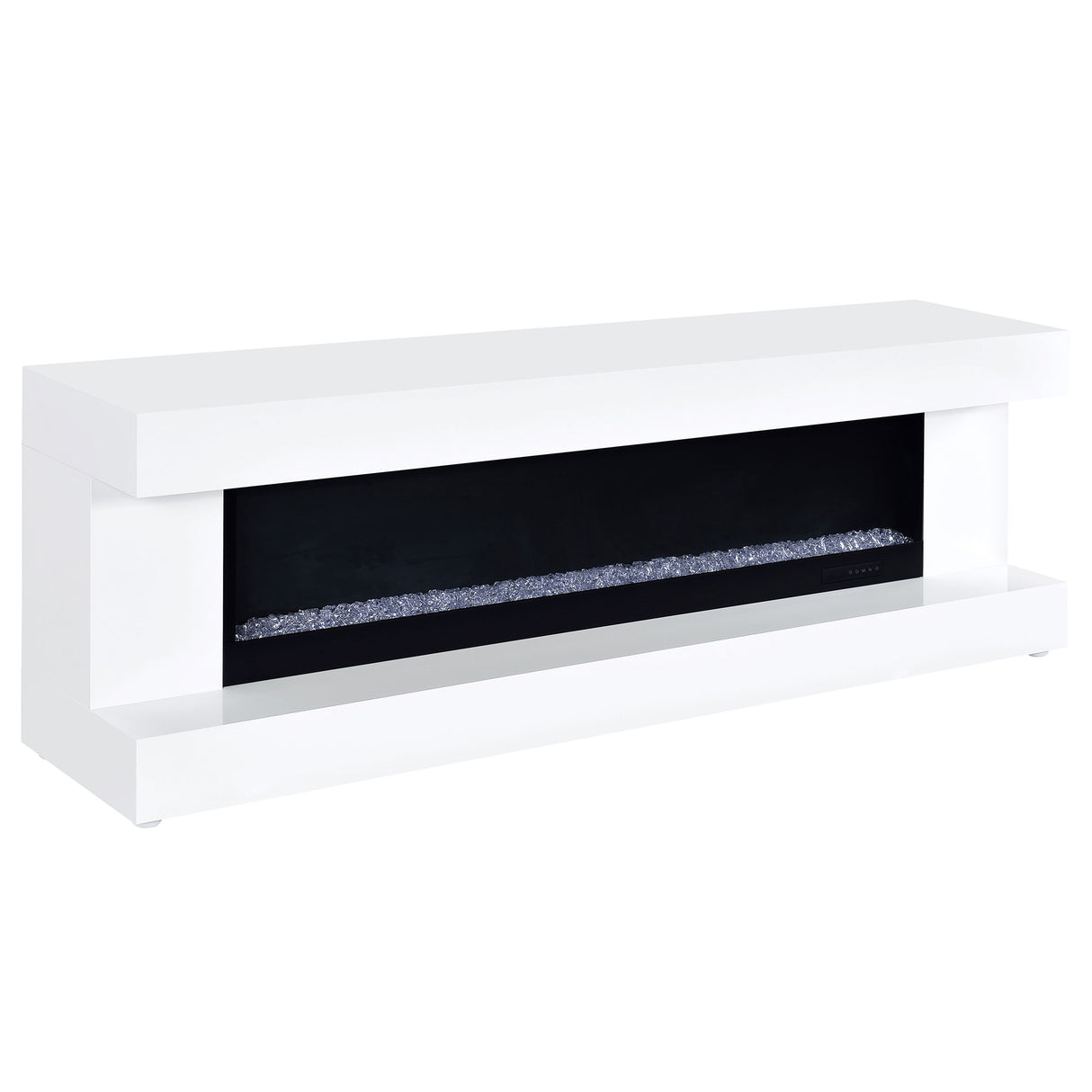 Mallory White High Gloss TV Stand Fireplace Console Bluetooth Speaker by Coaster at Eve Furniture