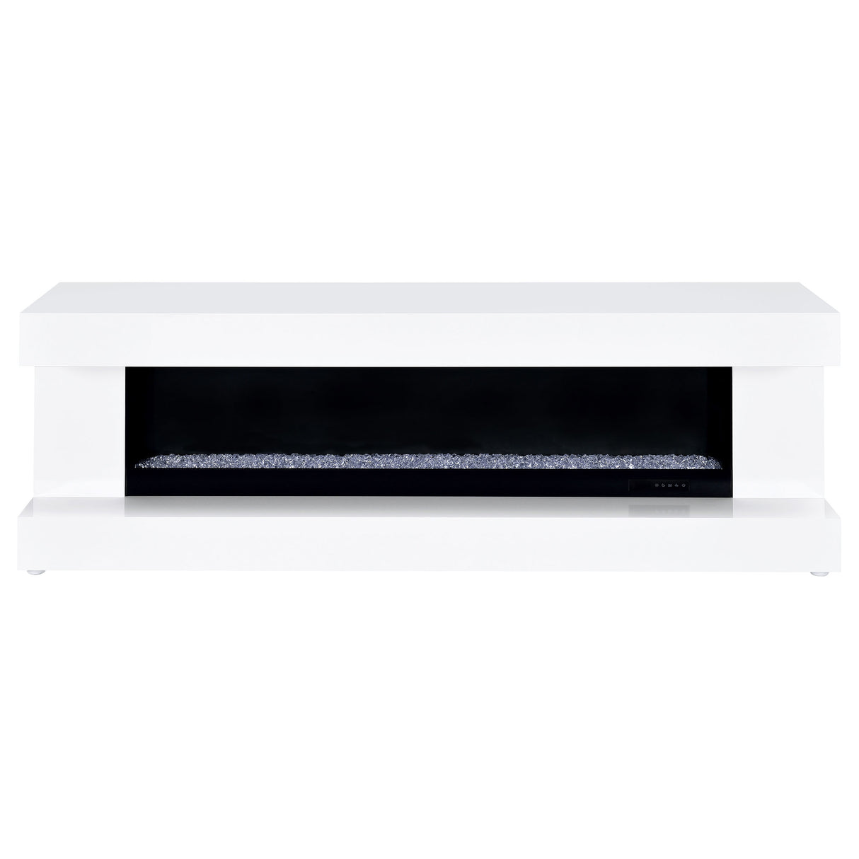 Mallory White High Gloss TV Stand Fireplace Console Bluetooth Speaker by Coaster at Eve Furniture