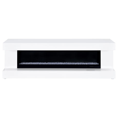 Mallory White High Gloss TV Stand Fireplace Console Bluetooth Speaker by Coaster at Eve Furniture