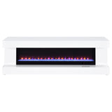 Mallory White High Gloss TV Stand Fireplace Console Bluetooth Speaker by Coaster at Eve Furniture