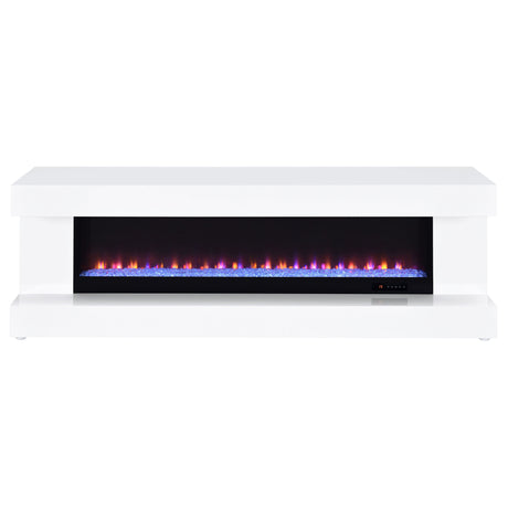 Mallory White High Gloss TV Stand Fireplace Console Bluetooth Speaker by Coaster at Eve Furniture