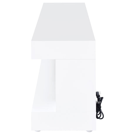 Mallory White High Gloss TV Stand Fireplace Console Bluetooth Speaker by Coaster at Eve Furniture