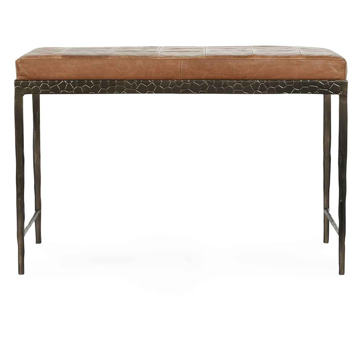 Malo Chestnut Brown Leather Bench by Classic Home at Eve Furniture