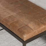 Malo Chestnut Brown Leather Bench by Classic Home at Eve Furniture