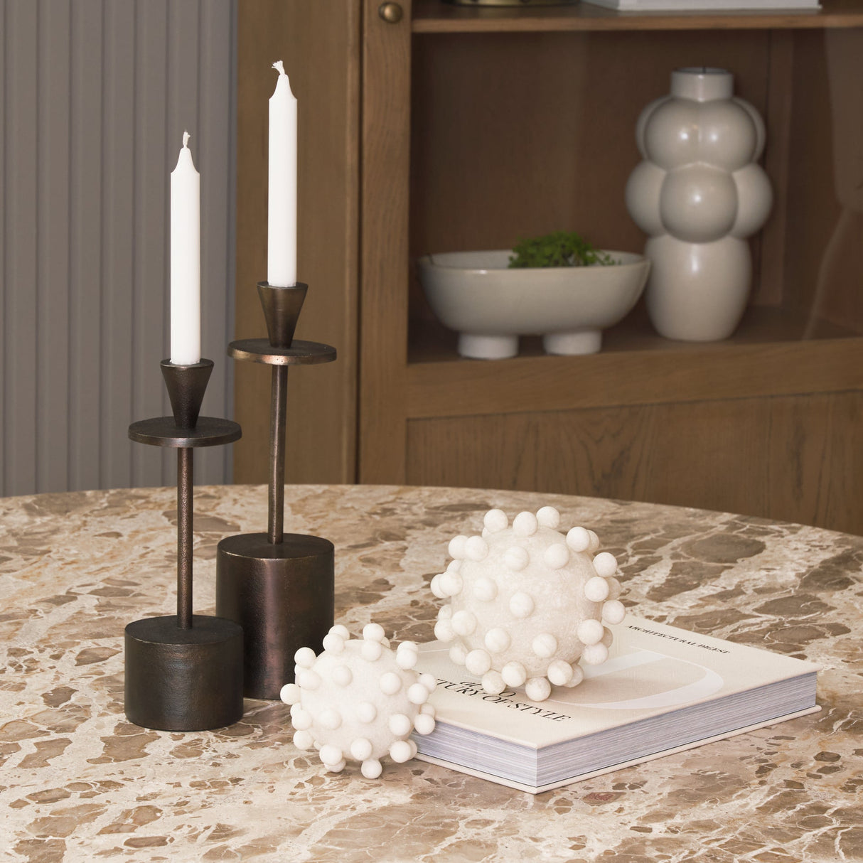 Malo Cream Resin Small Sphere Decorative Object by Mercana at Eve Furniture
