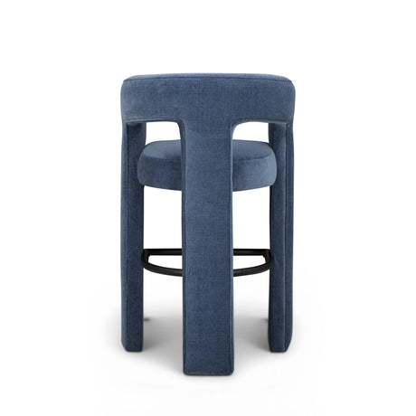 Malone Denim Blue Performance Fabric Bar Stool by TOV Furniture at Eve Furniture