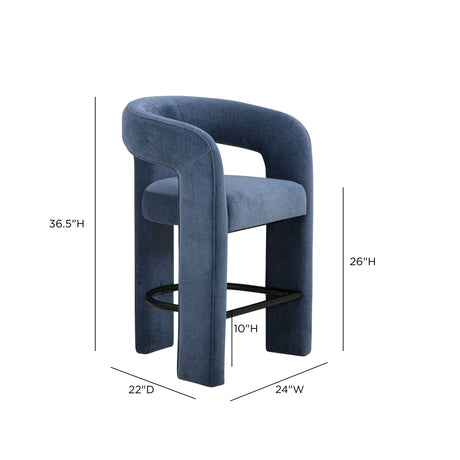 Malone Denim Blue Performance Fabric Counter Stool by TOV Furniture at Eve Furniture