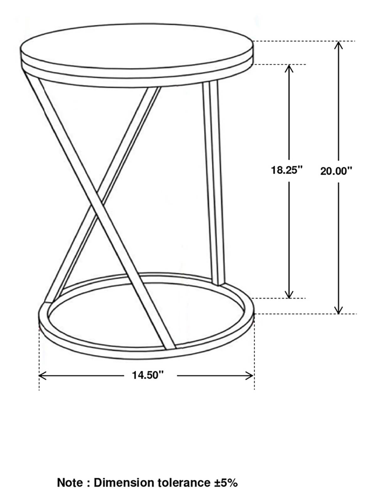 Malthe White/Antique Gold Round Accent Table with Marble Top