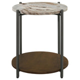 Malthe White Marble/Antique Gold Round Accent Table by Coaster at Eve Furniture