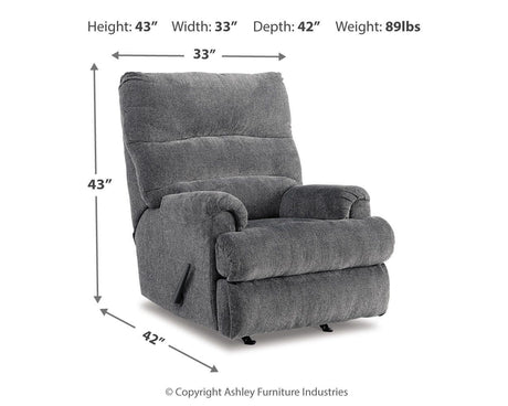 Man Fort Graphite Recliner by Ashley at Eve Furniture