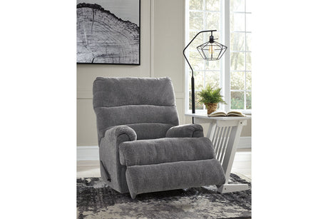 Man Fort Graphite Recliner by Ashley at Eve Furniture