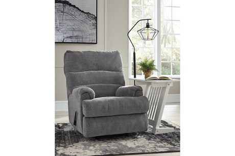 Man Fort Graphite Recliner by Ashley at Eve Furniture