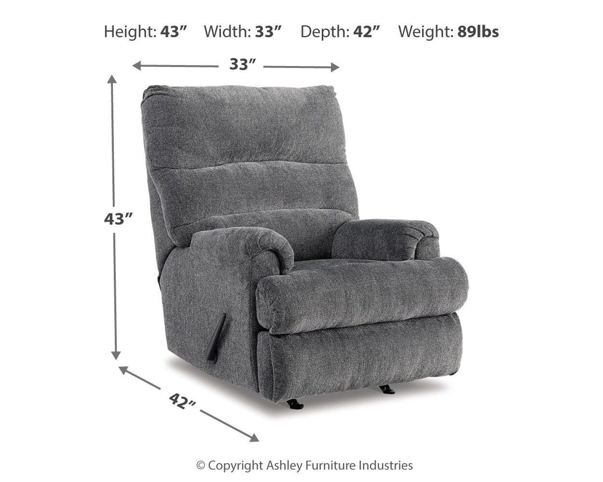 Man Fort Graphite Recliner by ASHLEY FURNITURE at Eve Furniture