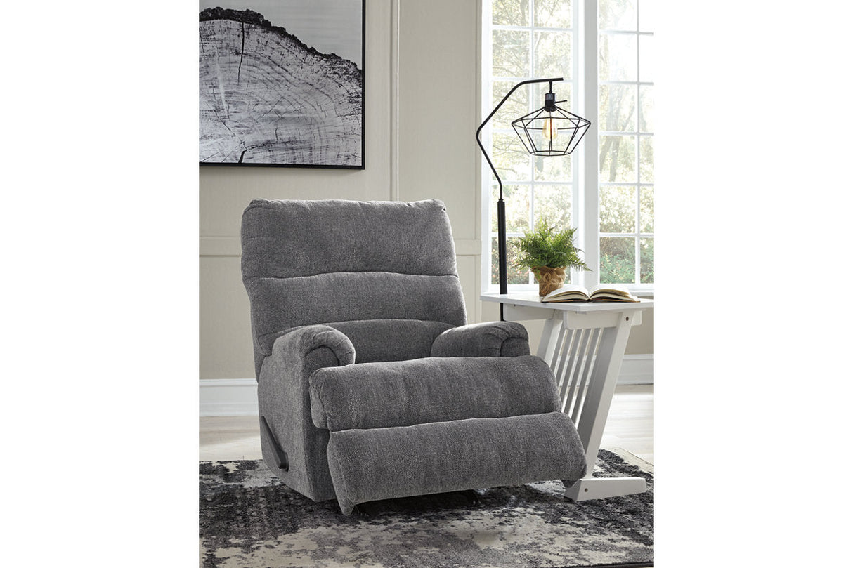 Man Fort Graphite Recliner by ASHLEY FURNITURE at Eve Furniture