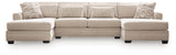 Mandi Point Marble 3-Piece Double Chaise Sleeper Sectional by Ashley at Eve Furniture