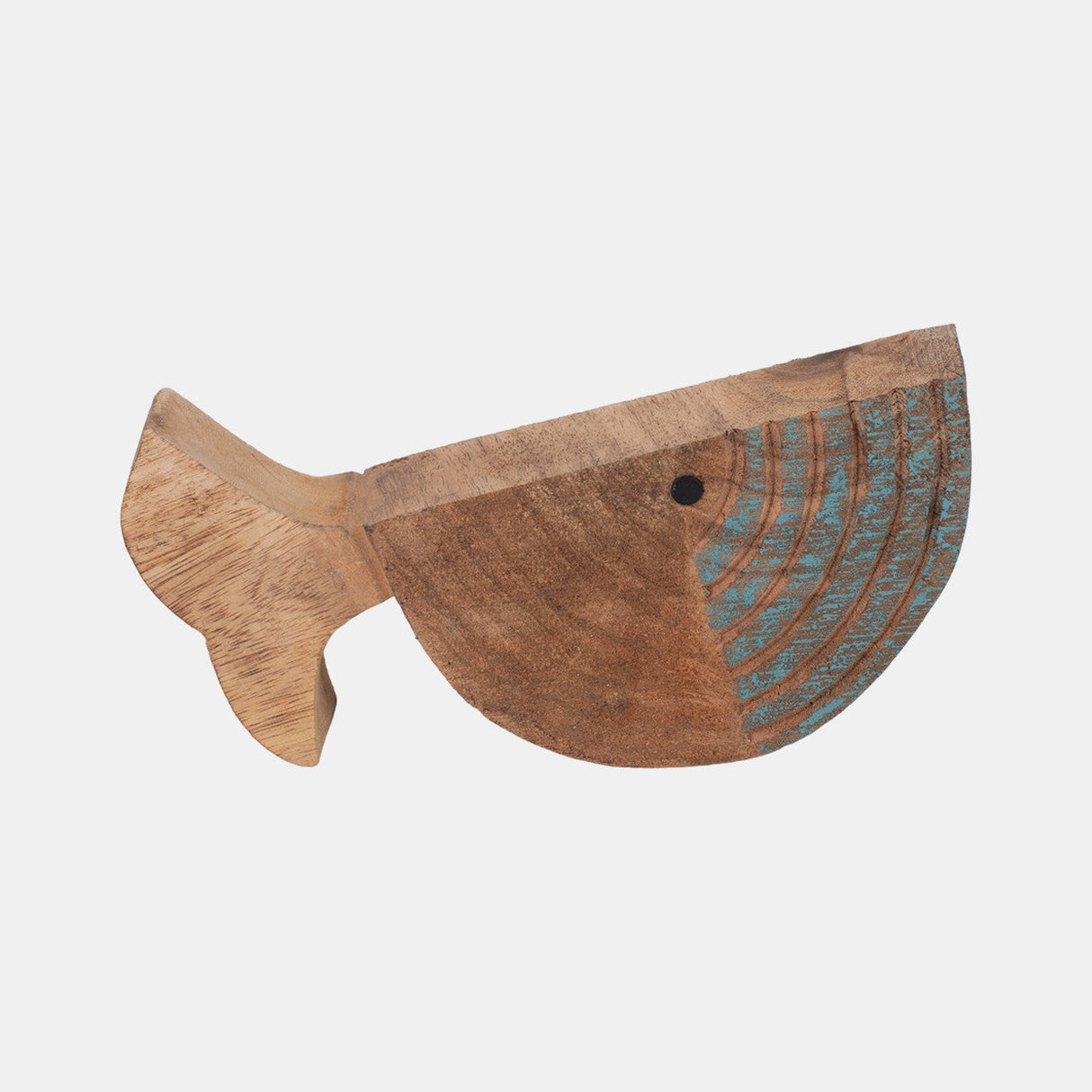 Mango Wood 10", Fish Log, Brown/blue