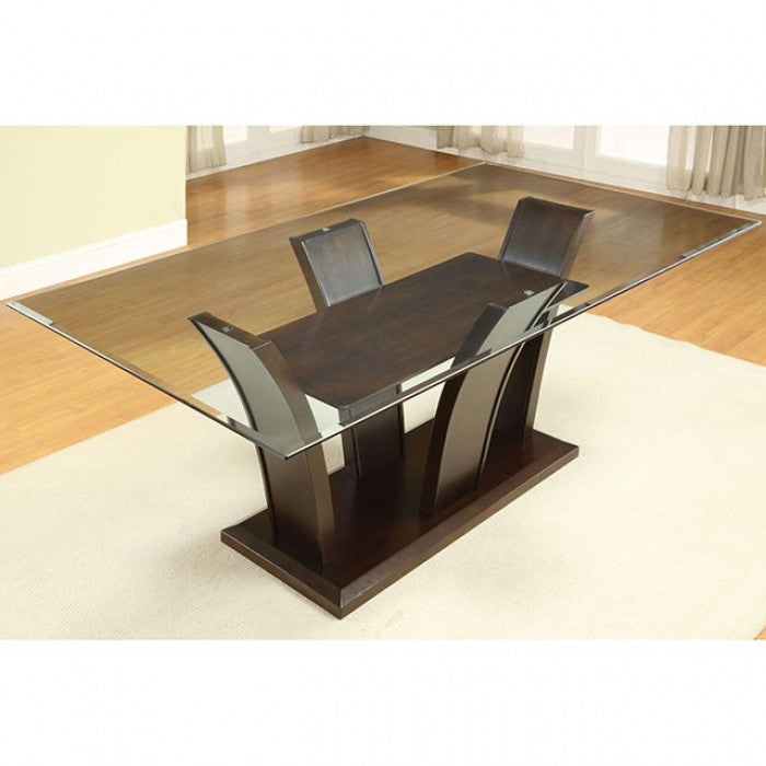 Manhattan Brown Cherry 7-Piece Dining Room Set by Furniture of America at Eve Furniture
