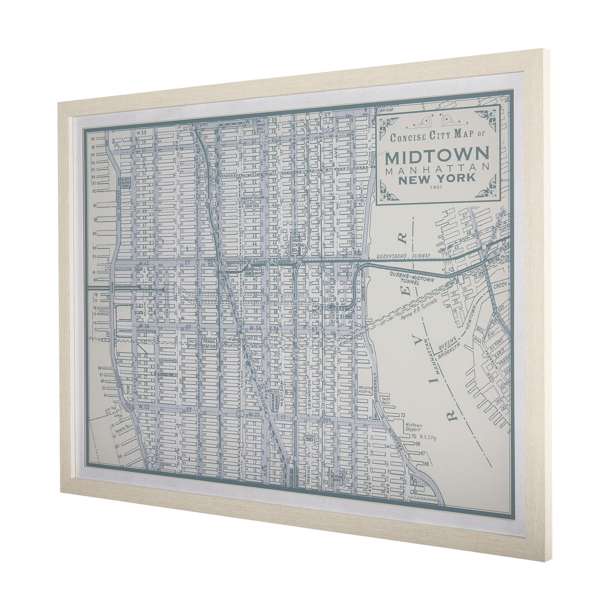 Manhattan Map I by Mercana Studio a Hand Embellished Textured Framed Art Print Matted under Glass by Mercana at Eve Furniture