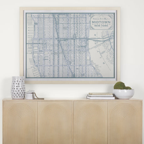 Manhattan Map I by Mercana Studio a Hand Embellished Textured Framed Art Print Matted under Glass by Mercana at Eve Furniture