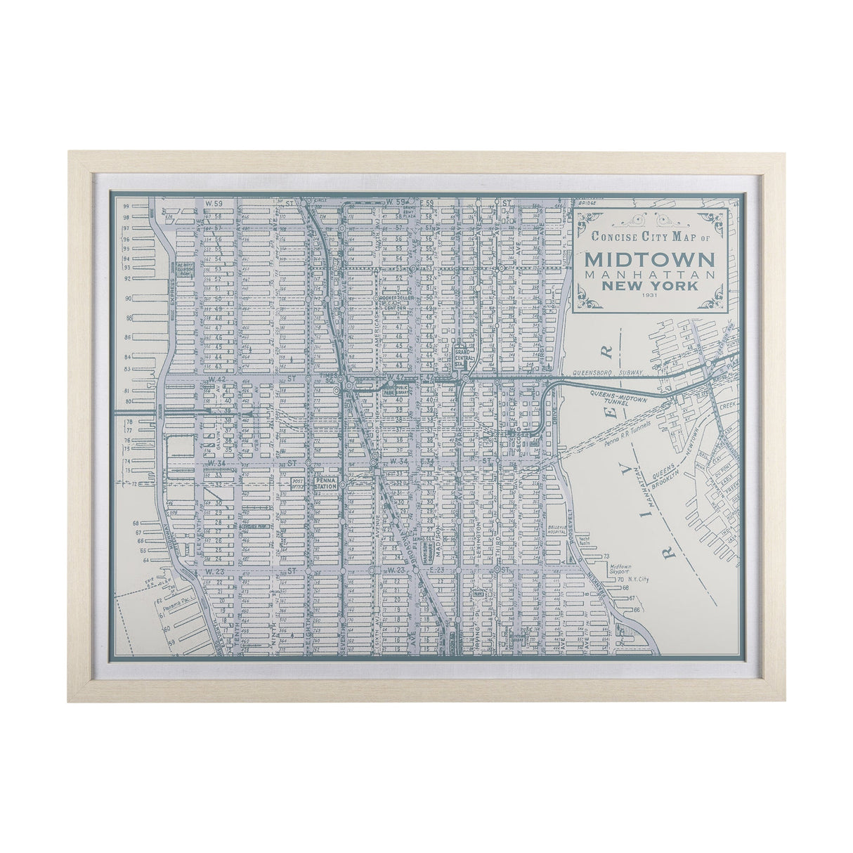 Manhattan Map I by Mercana Studio a Hand Embellished Textured Framed Art Print Matted under Glass by Mercana at Eve Furniture