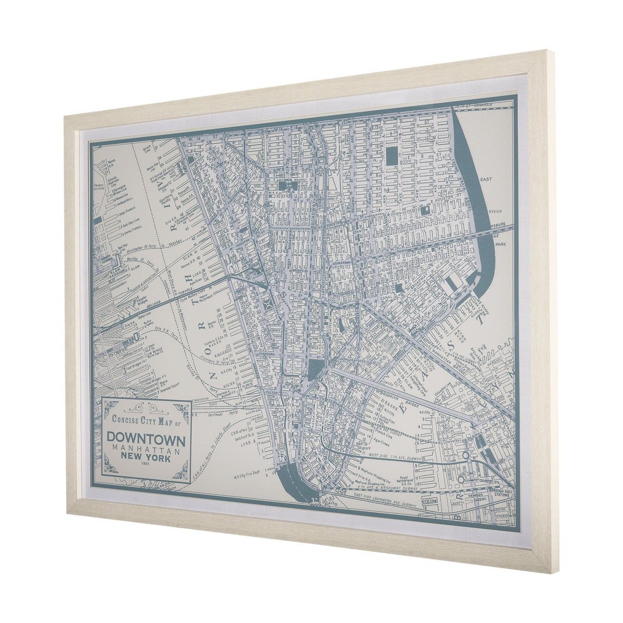 Manhattan Map II by Mercana Studio a Hand Embellished Textured Framed Art Print Matted under Glass by Mercana at Eve Furniture