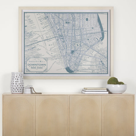Manhattan Map II by Mercana Studio a Hand Embellished Textured Framed Art Print Matted under Glass by Mercana at Eve Furniture