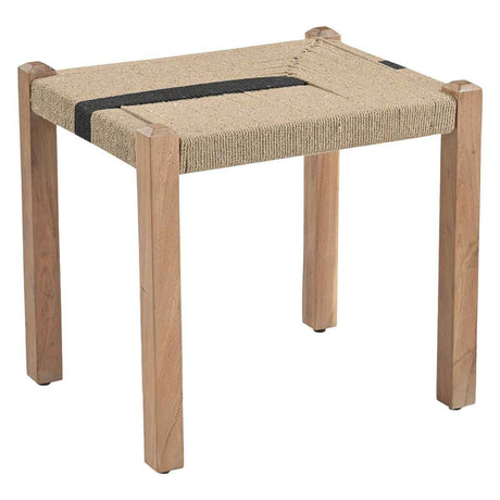 Manila 20" Ottoman Stool in Woven Natural and Black Rope by Home Trends & Design at Eve Furniture