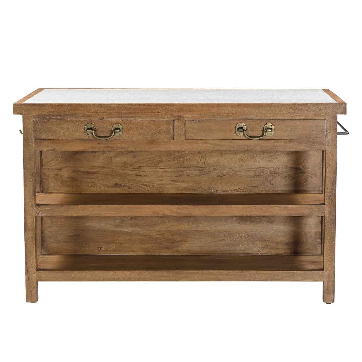 Manila 58" Kitchen Island Table with White Marble Top and Natural Mango Base by Home Trends & Design at Eve Furniture