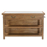 Manila 58" Kitchen Island Table with White Marble Top and Natural Mango Base by Home Trends & Design at Eve Furniture